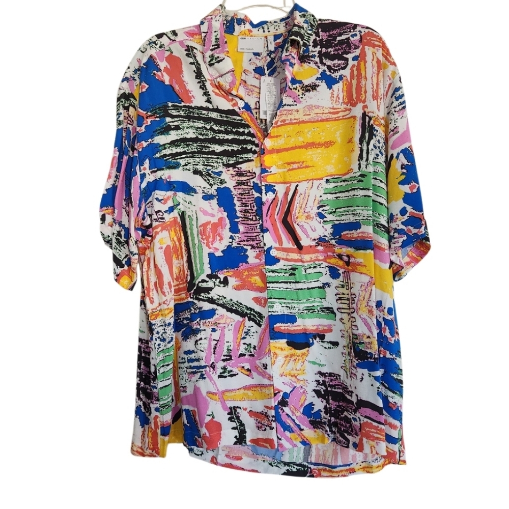 Colorful Abstract Print Mens Shirt Sz Xxs Nwt